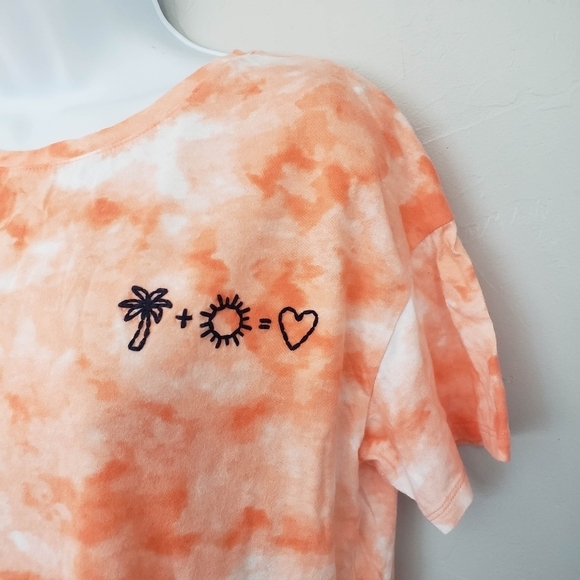 Old Navy The Easy Tee Medium Orange White Tie Dye Short Sleeve Shirt Palm Tree - Picture 6 of 6